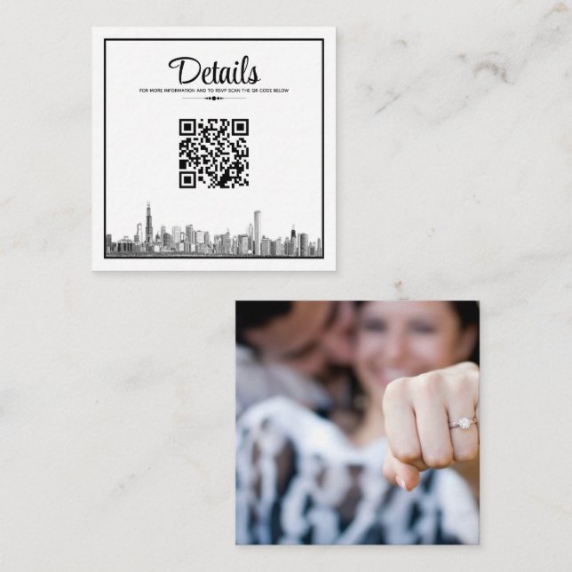 Chicago Skyline QR Code Enclosure Card (Front/Back)