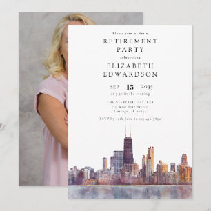 Chicago Skyline Retirement Party Photo Invitation