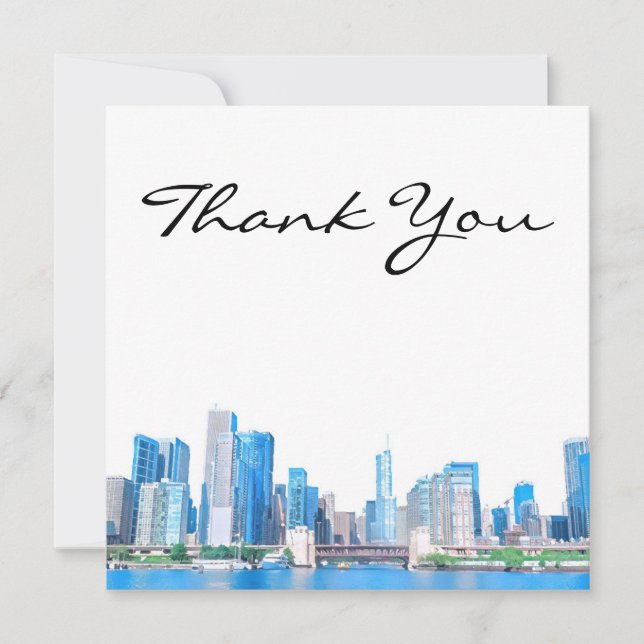 Chicago Skyline River View Thank You Card (Front)
