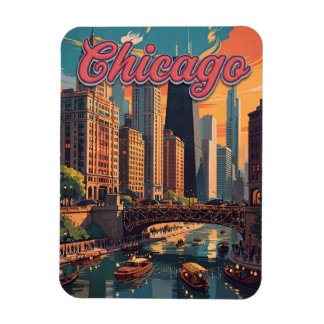 Chicago Skyline Riverfront Magnet