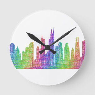 Chicago skyline round clock