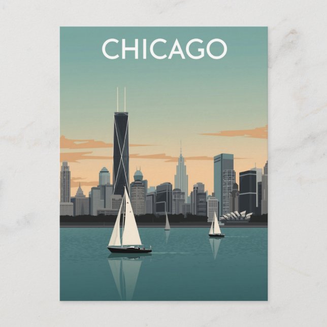 Chicago Skyline Sailboats Postcard (Front)