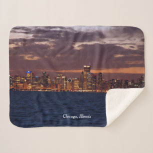 Chicago Skyline sherpa blanket