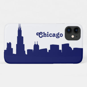 Chicago Skyline Silhouette Blue iPhone 11 Case