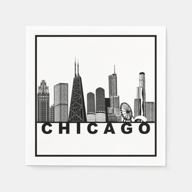 Chicago Skyline Silhouette  Napkin (Front)