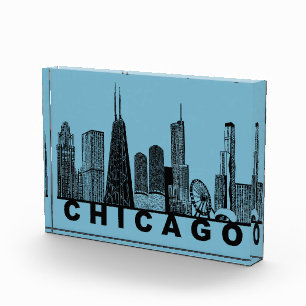 Chicago Skyline Silhouette  Photo Block