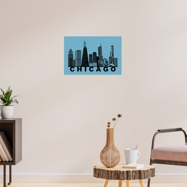 Chicago Skyline Silhouette  Poster (Living Room 3)