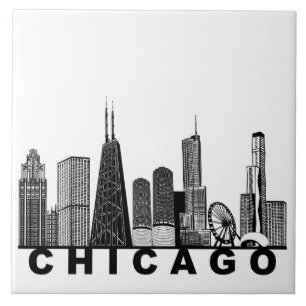 Chicago Skyline Silhouette  Tile