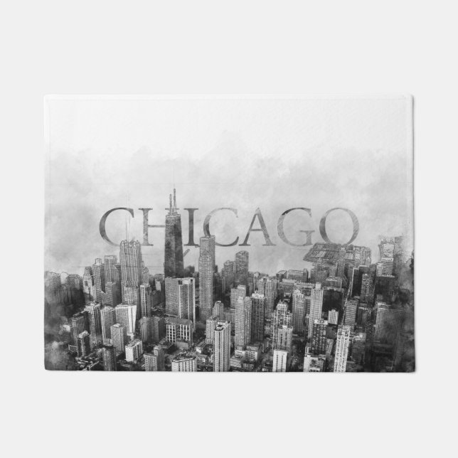 Chicago Skyline Sketch Doormat (Front)