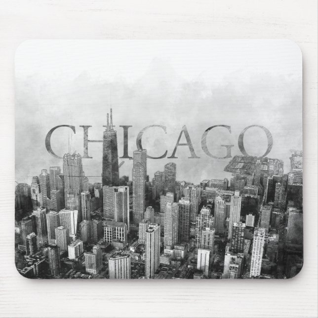 Chicago Skyline Sketch Mouse Mat (Front)
