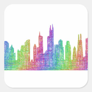 Chicago skyline square sticker