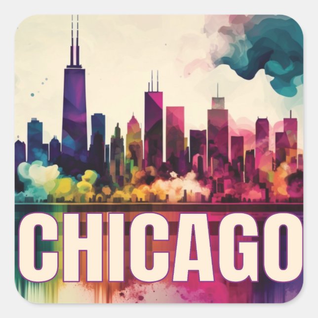 Chicago Skyline  Square Sticker (Front)