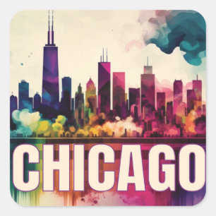 Chicago Skyline  Square Sticker
