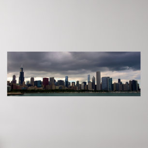 Chicago Skyline - Stormclouds - Color Poster