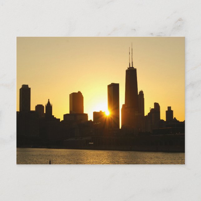Chicago Skyline Sunset Postcard (Front)