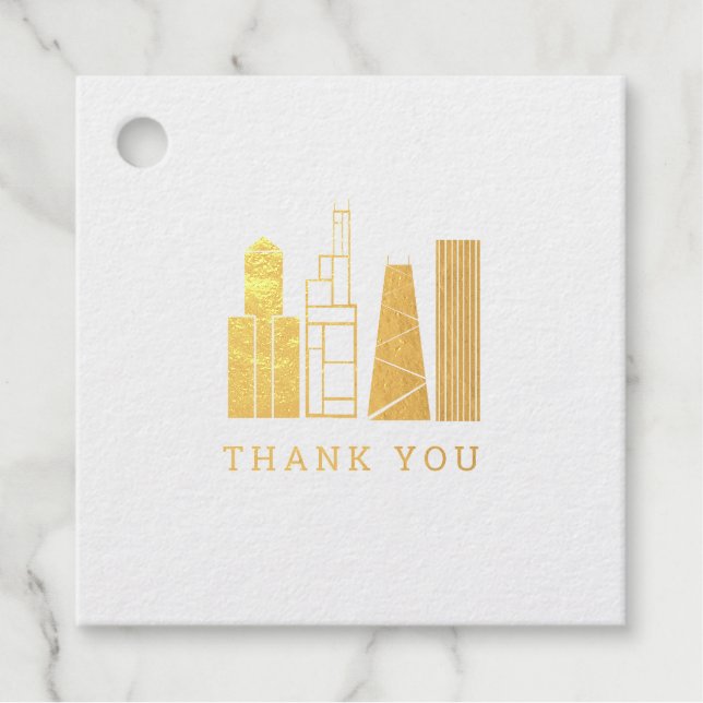 Chicago Skyline Thank You  Favour Tags (Front)