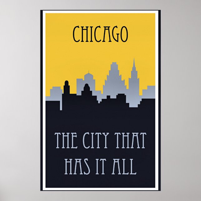 Chicago skyline travel poster, poster (Front)