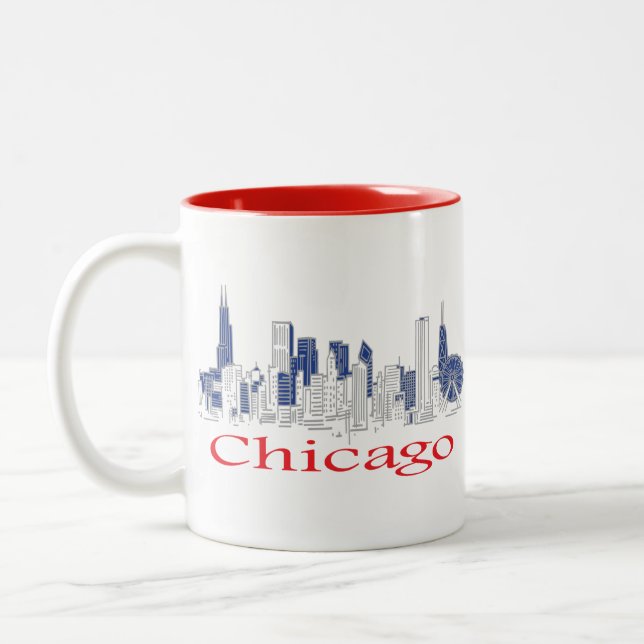 Chicago-Skyline Two-Tone Coffee Mug (Left)