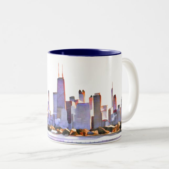 Chicago Skyline Two-Tone Coffee Mug (Front Right)
