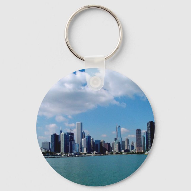 Chicago skyline view from Navy Pier Key Ring (Front)