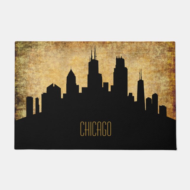 Chicago Skyline - Vintage Grunge Doormat (Front)