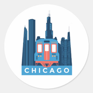 Chicago Skyline Vintage Travel Classic Round Sticker