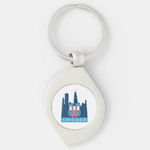 Chicago Skyline Vintage Travel  Key Ring