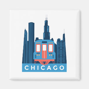 Chicago Skyline Vintage Travel Magnet