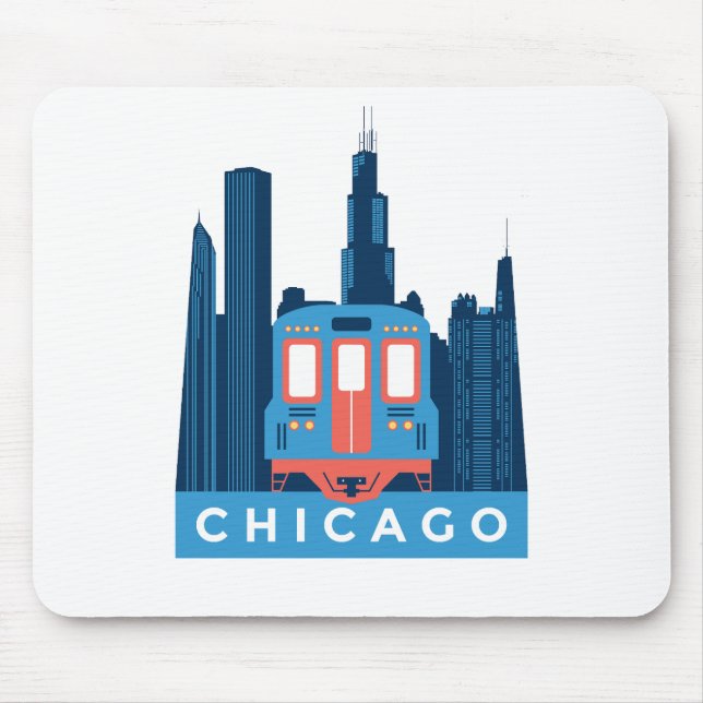 Chicago Skyline Vintage Travel Photo Mouse Mat (Front)