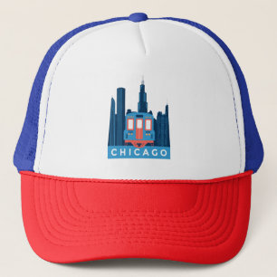 Chicago Skyline Vintage Travel Trucker Hat