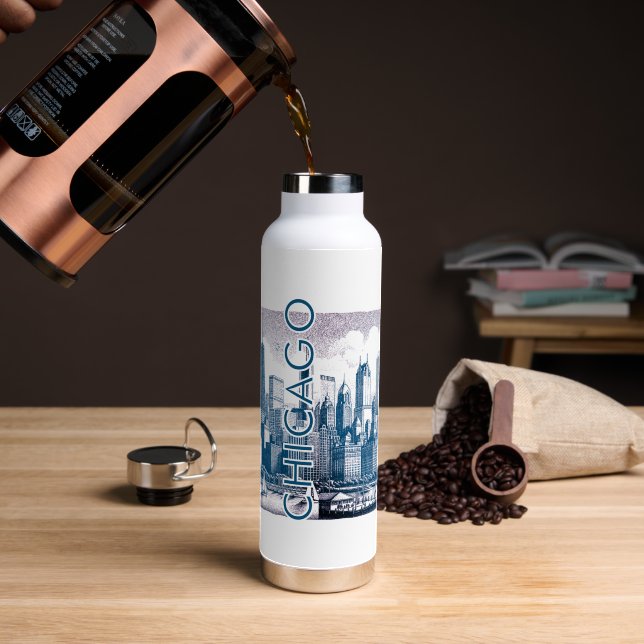 Chicago Skyline Water Bottle (Coffee)