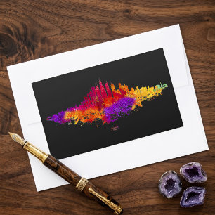 Chicago Skyline Watercolor Art on Black Background Rectangular Sticker