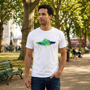 Chicago Skyline Watercolor Blue & Lime Art Prints T-Shirt