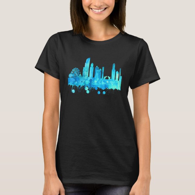 Chicago  Skyline Watercolor Paint Design T-Shirt (Front)
