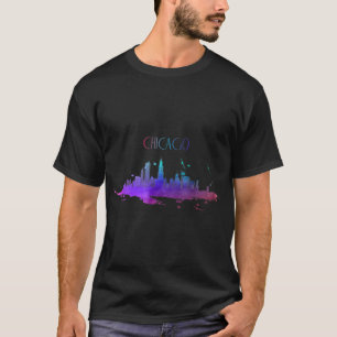 Chicago Skyline Watercolor Souvenir Illinois  T-Shirt