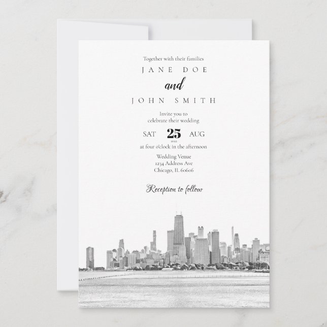 Chicago Skyline Wedding Invitation (Front)