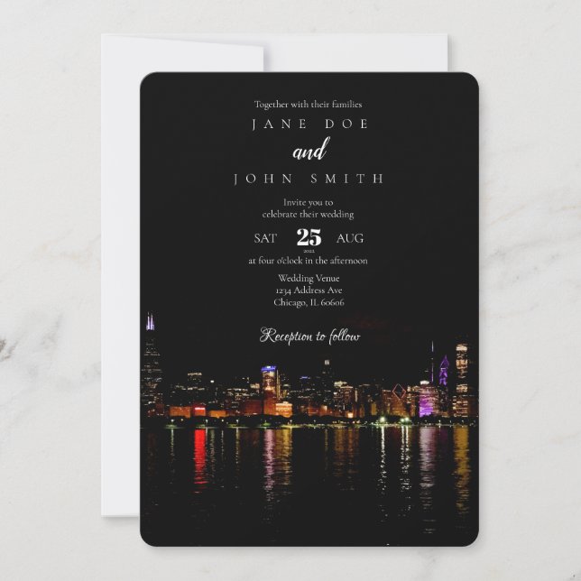 Chicago Skyline Wedding Invitation (Front)