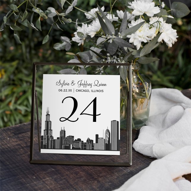 Chicago Skyline Wedding Table Number Card (Creator Uploaded)