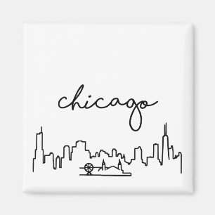 Chicago Skyline with Navy Pier Small Magnet