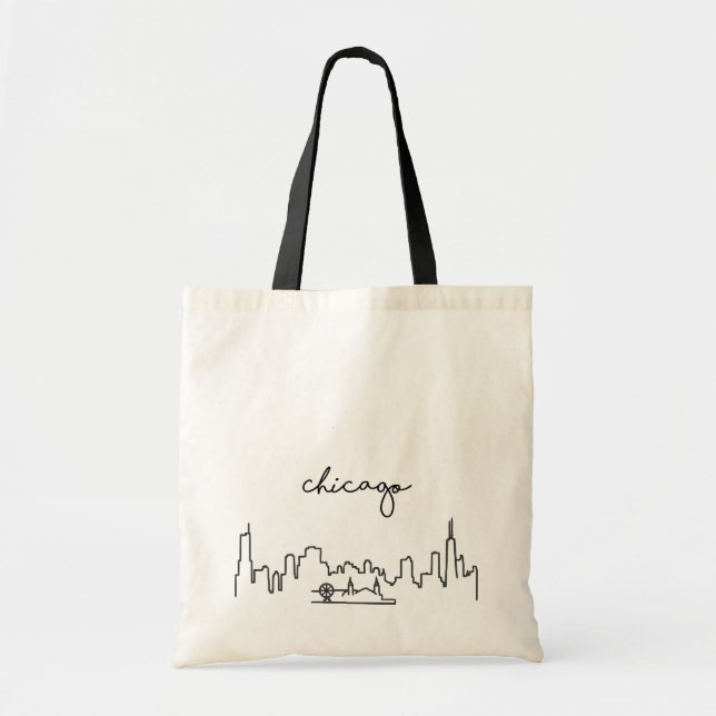 Chicago Skyline with Navy Pier Tote Bag (Front)