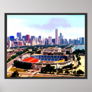 Chicago Skyline Wrigley Field Poster