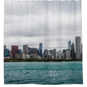 Chicago skylinechicago, skyline, aerial, architect shower curtain