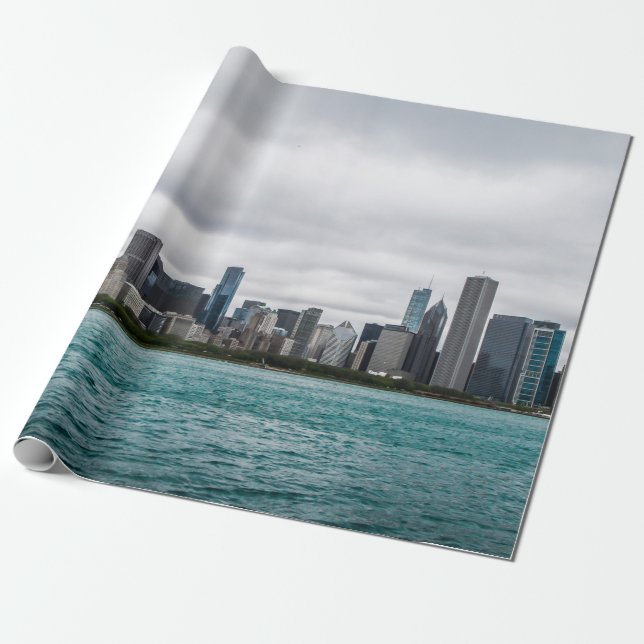 Chicago skylinechicago, skyline, aerial, architect wrapping paper (Unrolled)