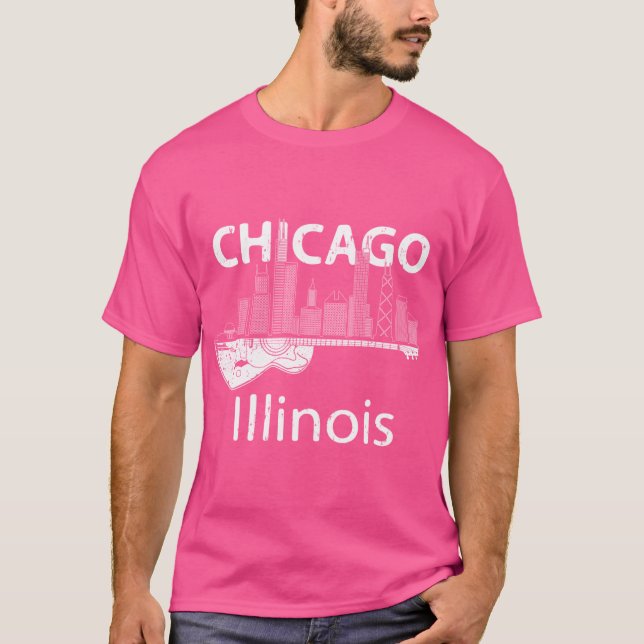Chicago Souvenir Men Illinois Gift Music Electric  T-Shirt (Front)
