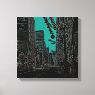 Chicago State Street @ Christmas 1967 Glowing Edge Canvas Print