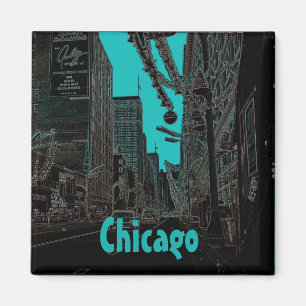 Chicago State Street @ Christmas 1967 Glowing Edge Magnet