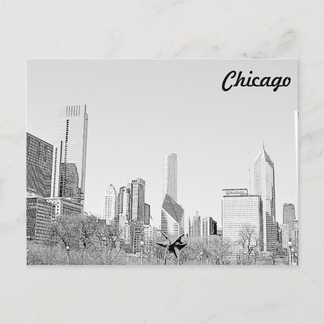 Chicago Stencil Skyline Postcard (Front)