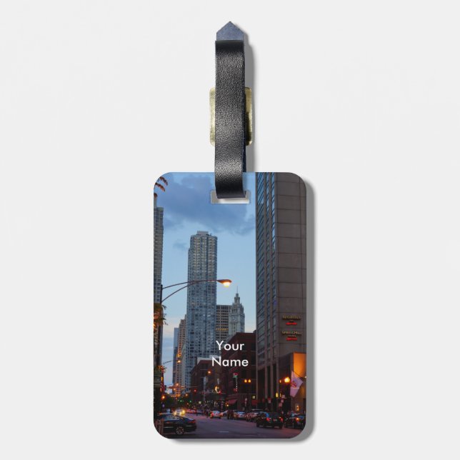 Chicago Street Scene Luggage Tag (Back Vertical)