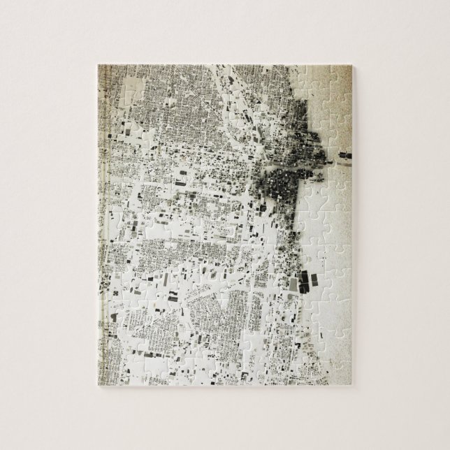 Chicago Streets and Buildings Vintage Map Jigsaw Puzzle (Vertical)