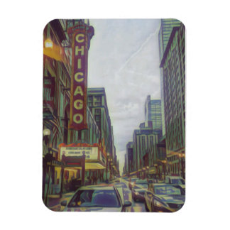 Chicago Streets, The Windy City Retro Art  Magnet
